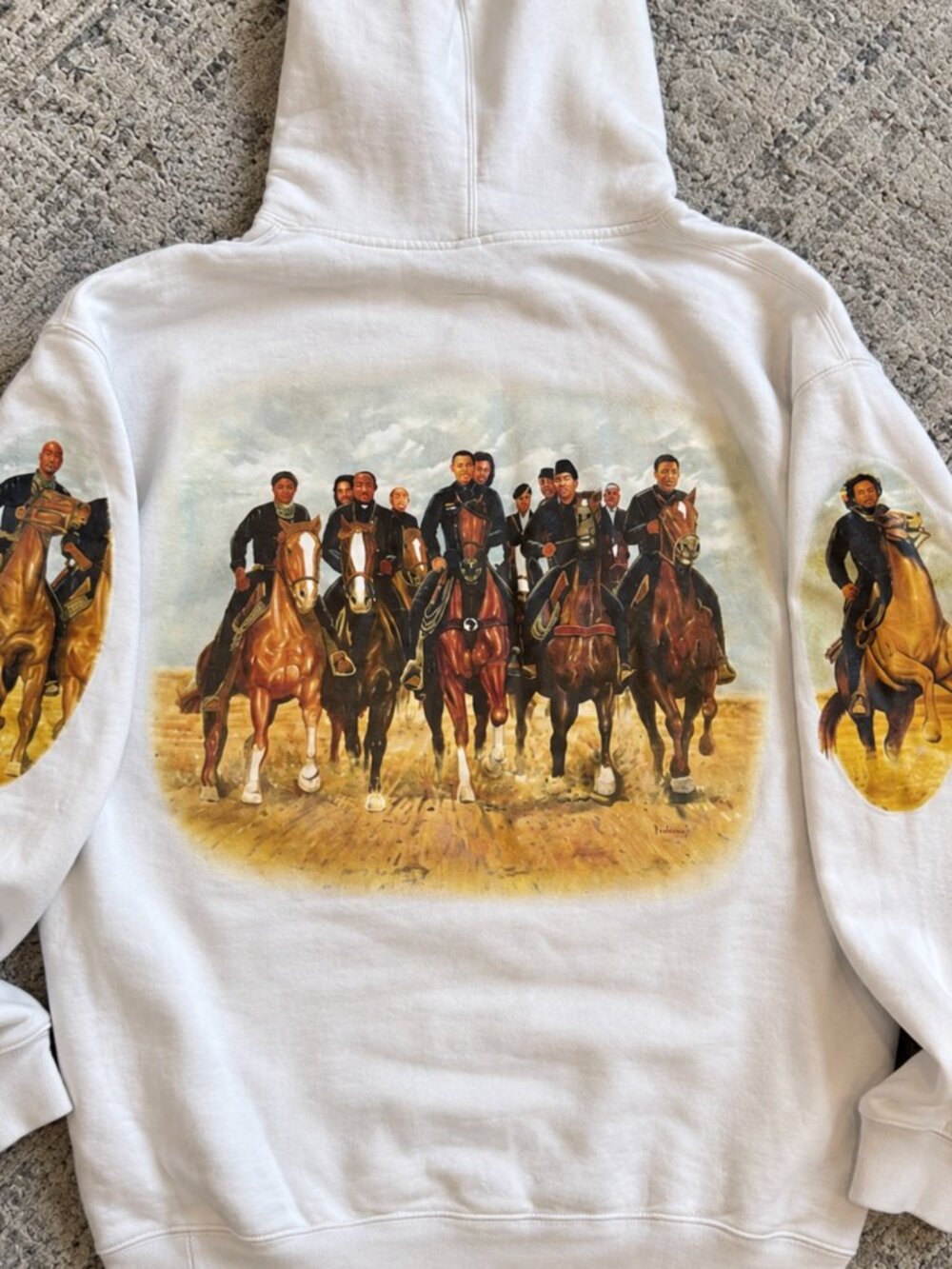 10.Deep White Hoodie with historical black Riders x Kolongi Braithwait